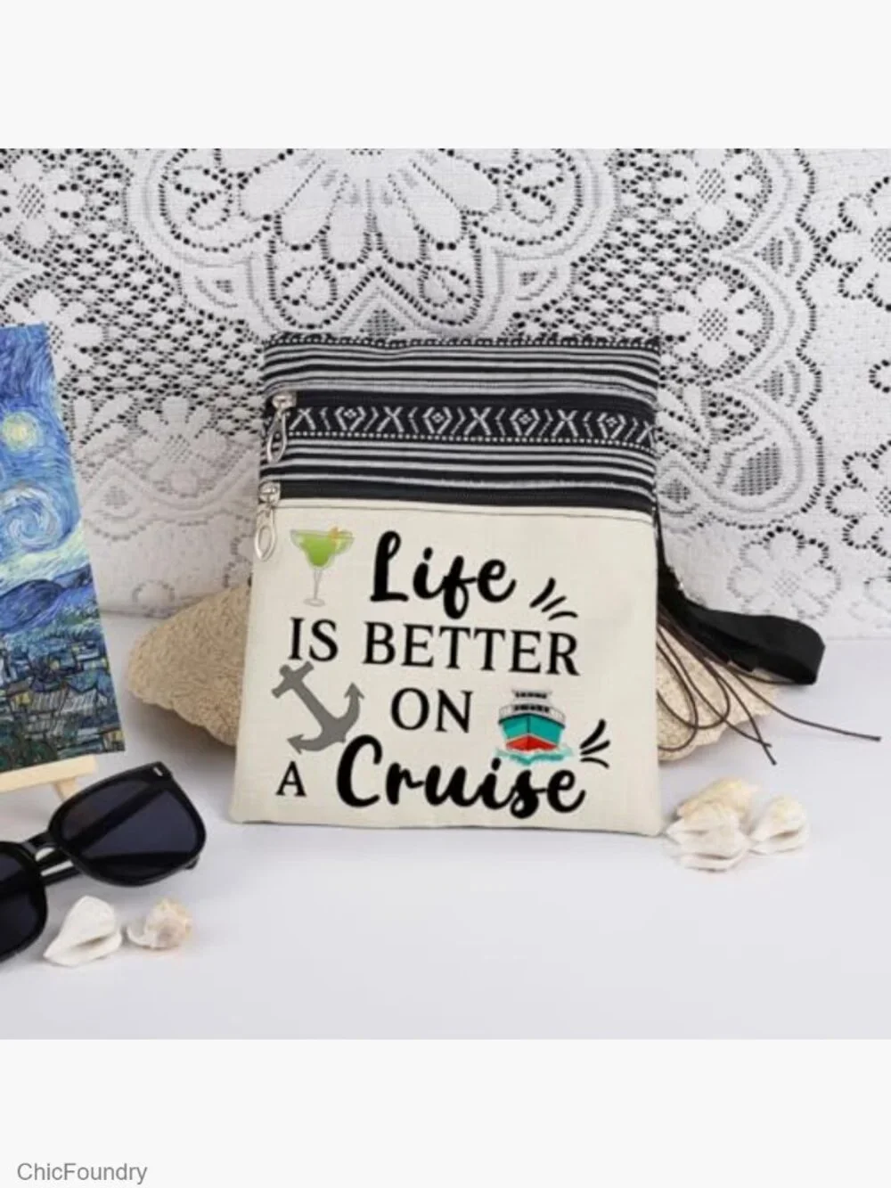 Crossbody Messenger Bag Adjustable Strap Cruise Print Travel Gift